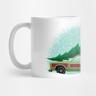 Christmas vacation station wagon with tree Mug